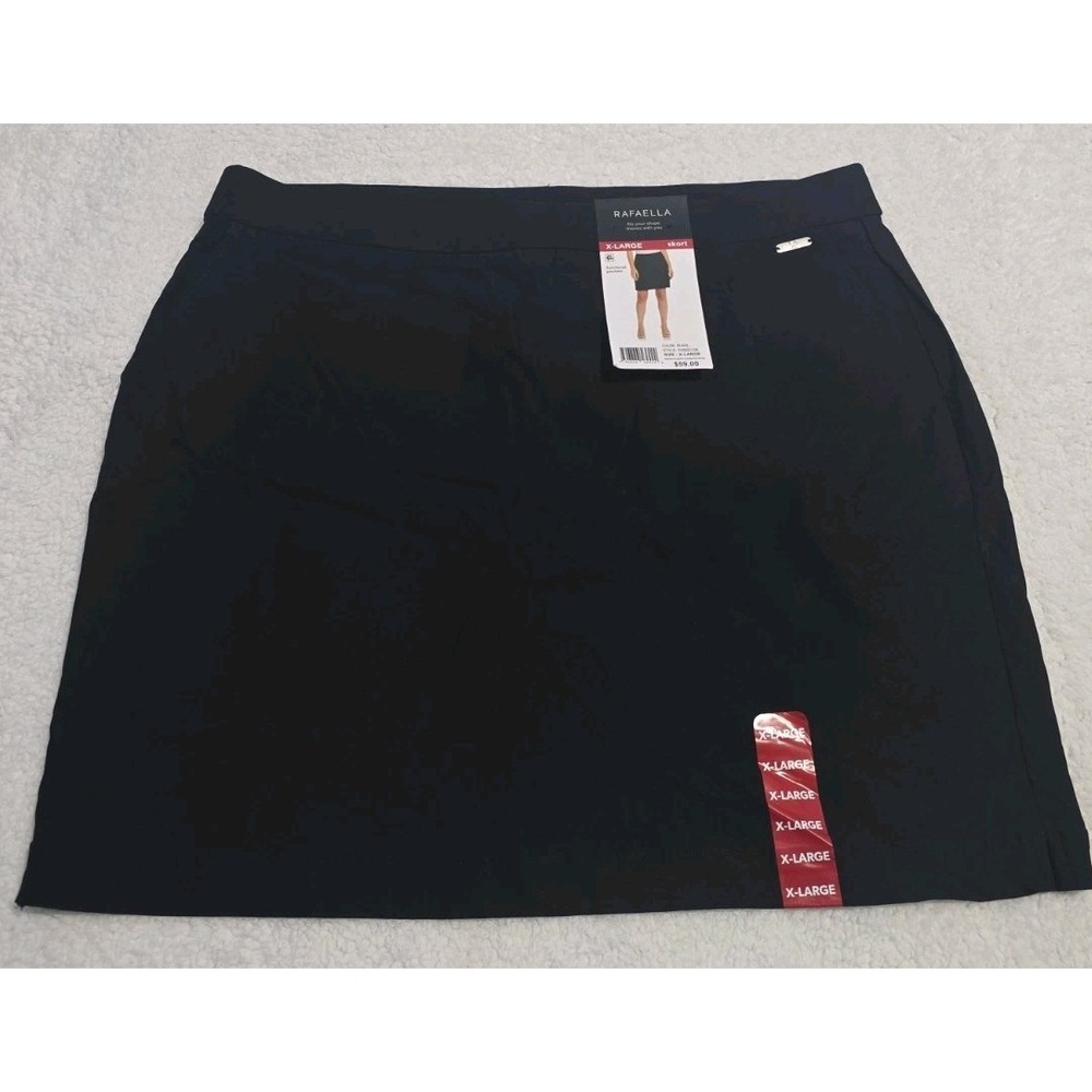 RAFAELLA WOMEN'S STRETCH BLACK SKORT Athletic POCKETS SIZE XL New With Tags